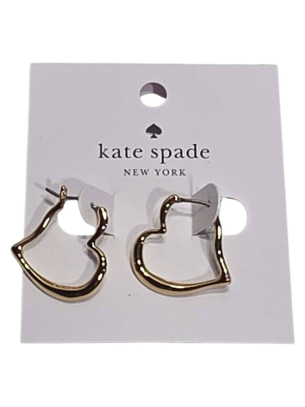 Kate Spade New York Amour Gold Tone Open Heart Huggie - Petite Heart Hoop. - Picture 3 of 6